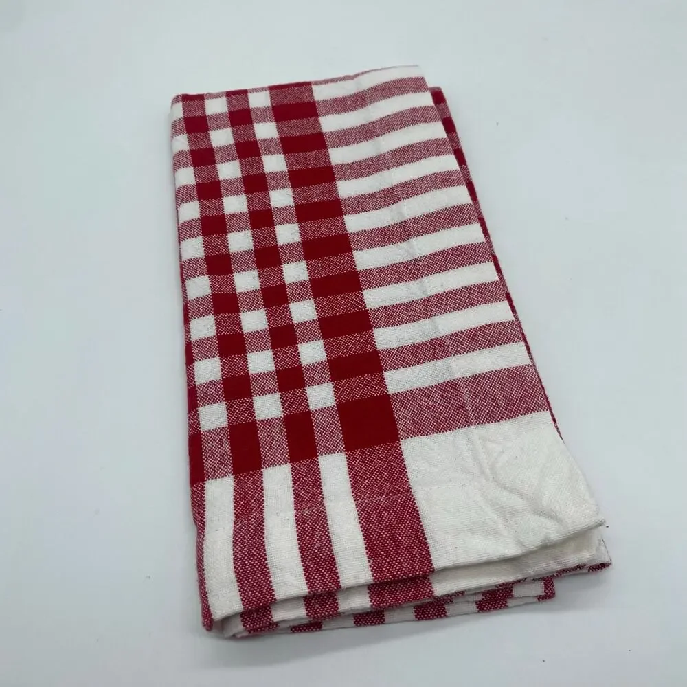 Sur La Table Red White Plaid 100% Cotton Fabric Napkins Set of 4 20 x 20 Hosting